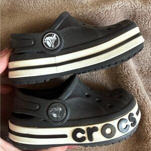 CROCS Kids Black and White Platform Clogs